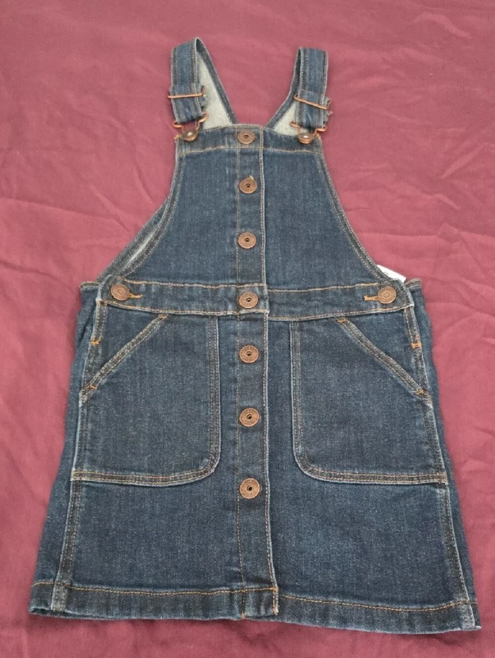 OshKosh B'gosh Dark Blue Denim Button-Front Overall Dress